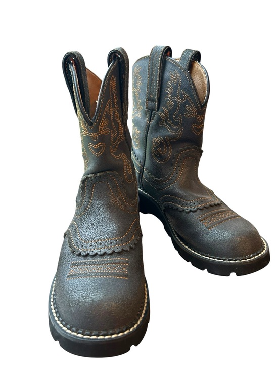 Ariat Shoes - Ariat Fatbaby Boots Rare! Slate Crinkle- Western Tan Stitching Round Toe Sz 6.5B